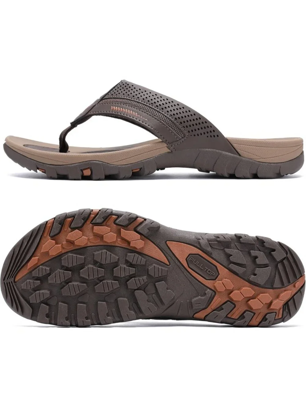Men's Coffee Flip-flops Thongs Sandals Durable Comfort Slippers For Casual